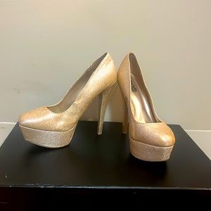 Charlotte Russe Rose Gold Sparkling Platform Pumps